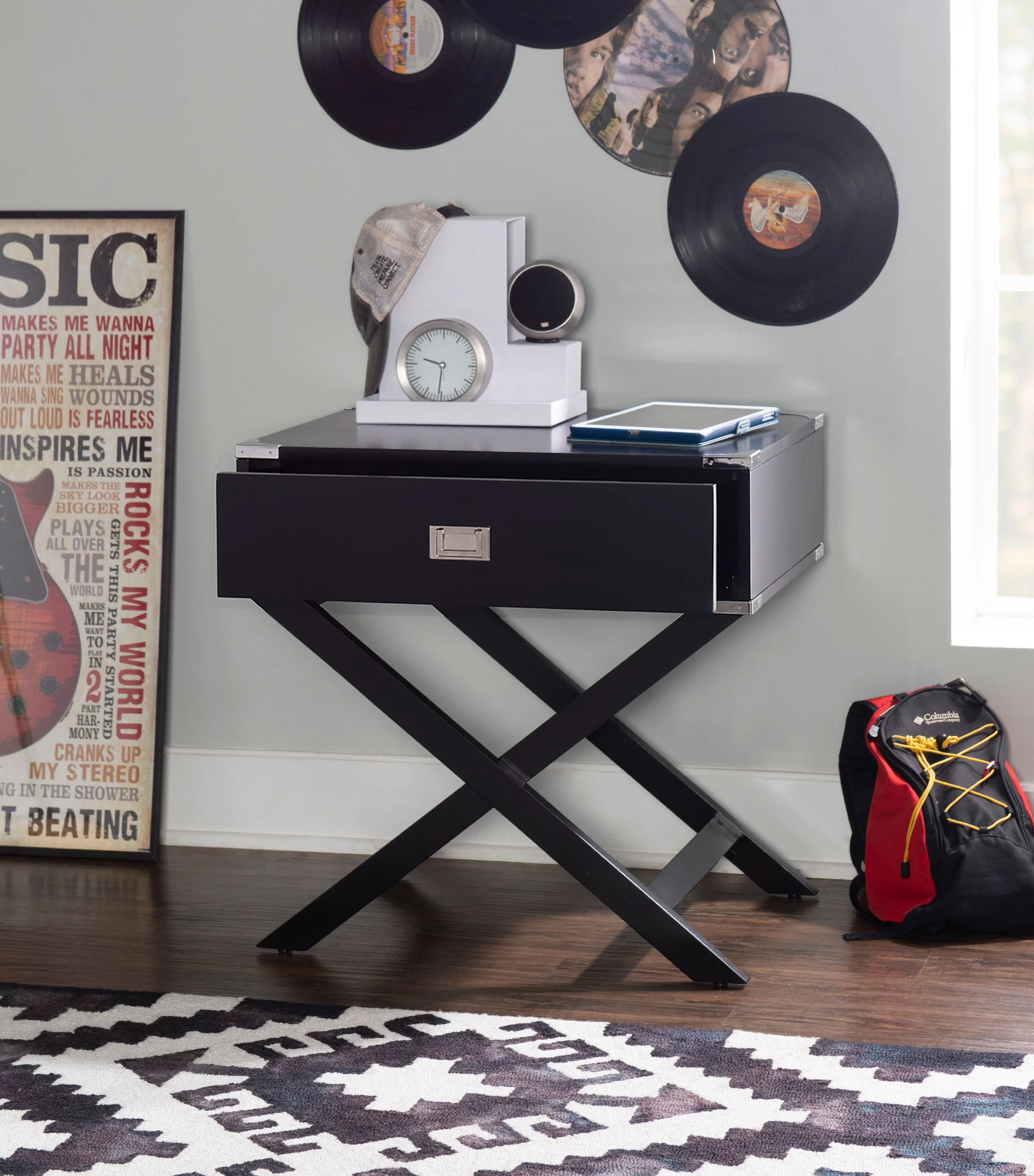 Linon Lakelyn Single Drawer Indoor Accent Side Table, 24