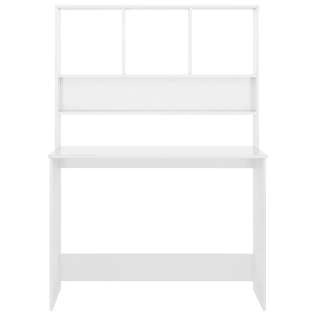 Aibecy Desk with Shelves High Gloss White 43.3