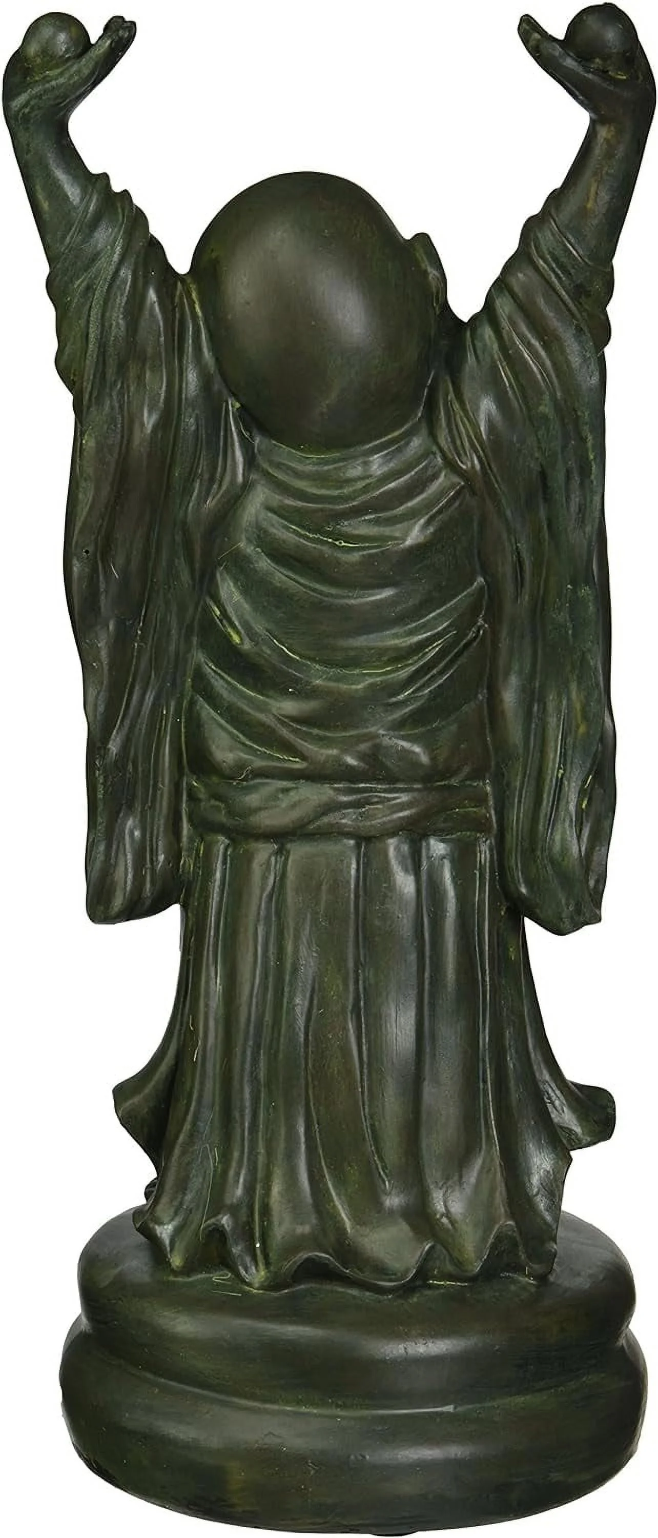 Jolly Hotei Buddha Sanctuary Asian Decor Statue, 13 Inch, Polyresin, Bronze Verdigris Finish,NY83369