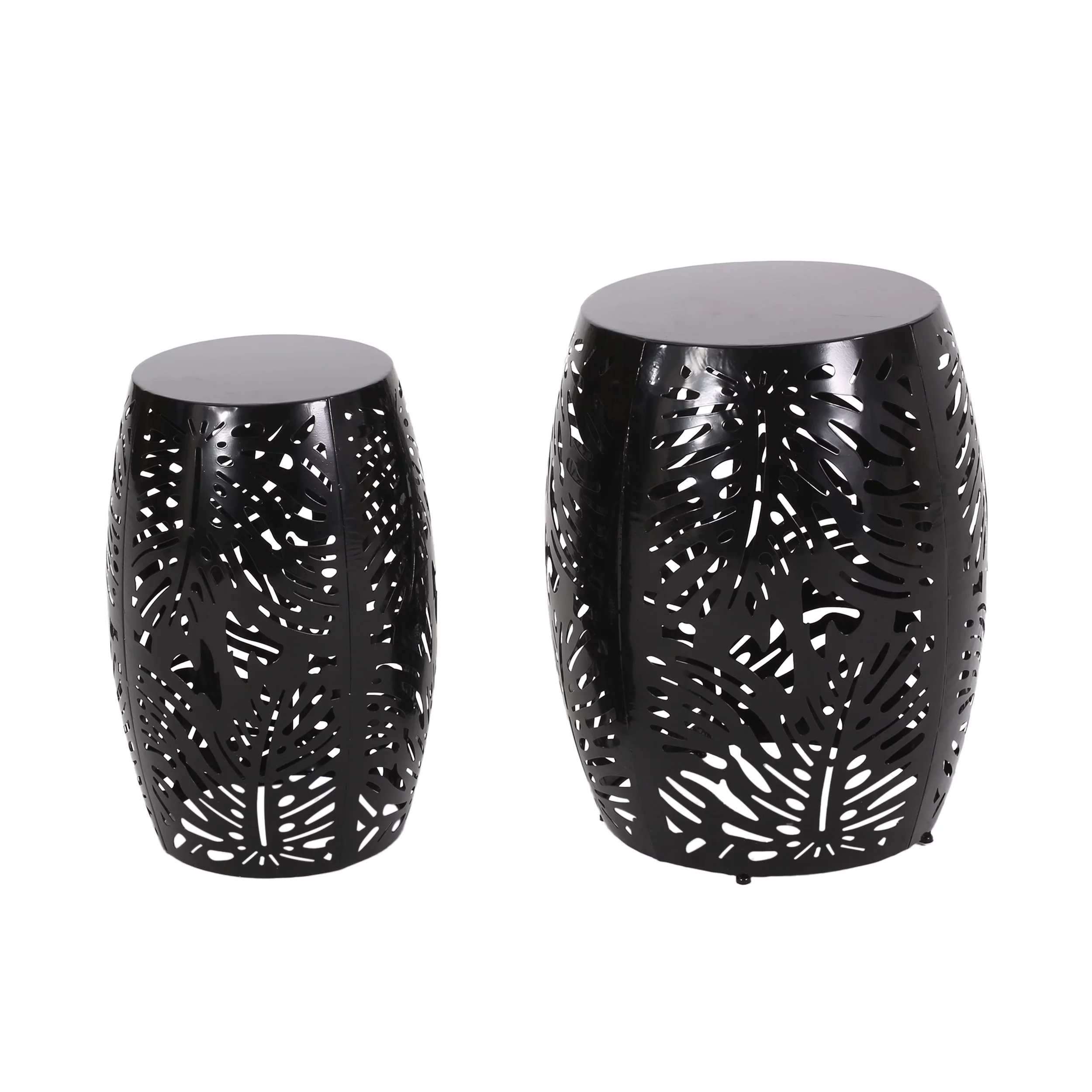 Lindsey Metal Outdoor Side Tables, Set of 2, Black