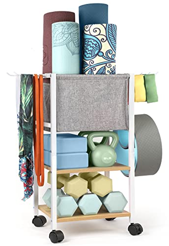 Yoga Mat Storage Rack Home Gym Equipment Workout Equipment Organizer Yoga Mat Holder for Dumbbell,Kettlebell and More Gym Accessories Gym Essentials Women Men Fitness Exercise Equipment Organization