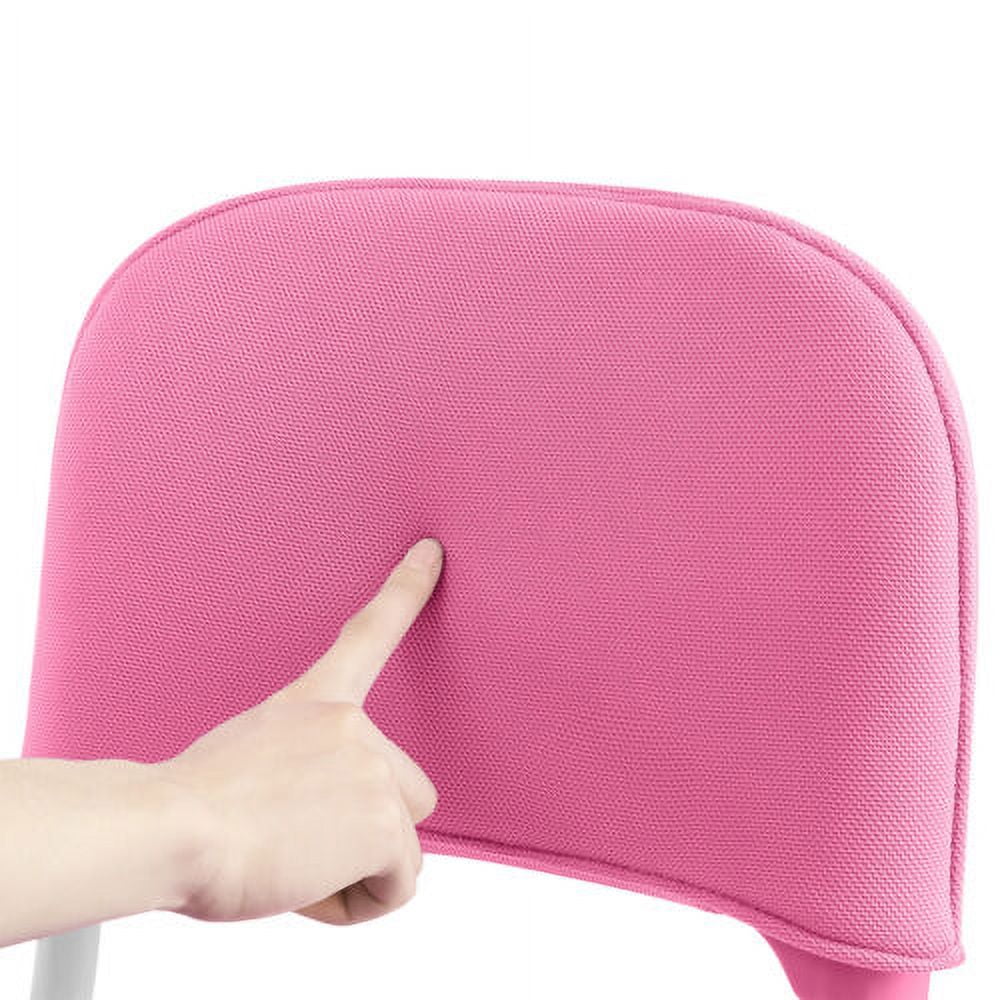 COSVALVE Height Adjustable Kids Study Desk & Chair Set Children Girl Table Large Writing Board Desk with LED Lamp,Drawer,Bookstand,Chair Cover(Pink)