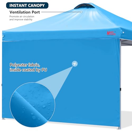 MASTERCANOPY Durable Pop-up Canopy Tent with 1 Sidewall (10'x10',White)