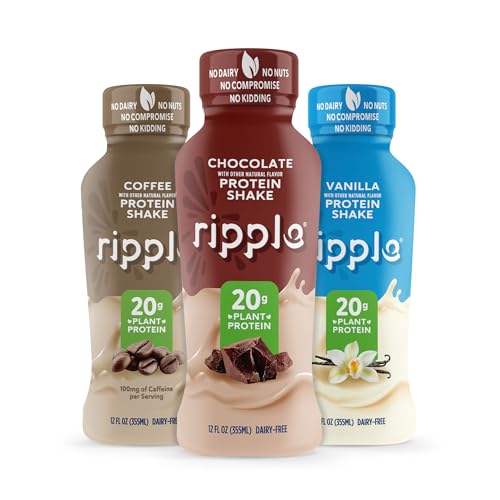 Ripple Vegan Protein Shake | Chocolate | 20g Nutritious Plant Based Pea Protein | Shelf Stable | No GMOs, Soy, Nut, Gluten, Lactose | 12 Oz, 12 Pack