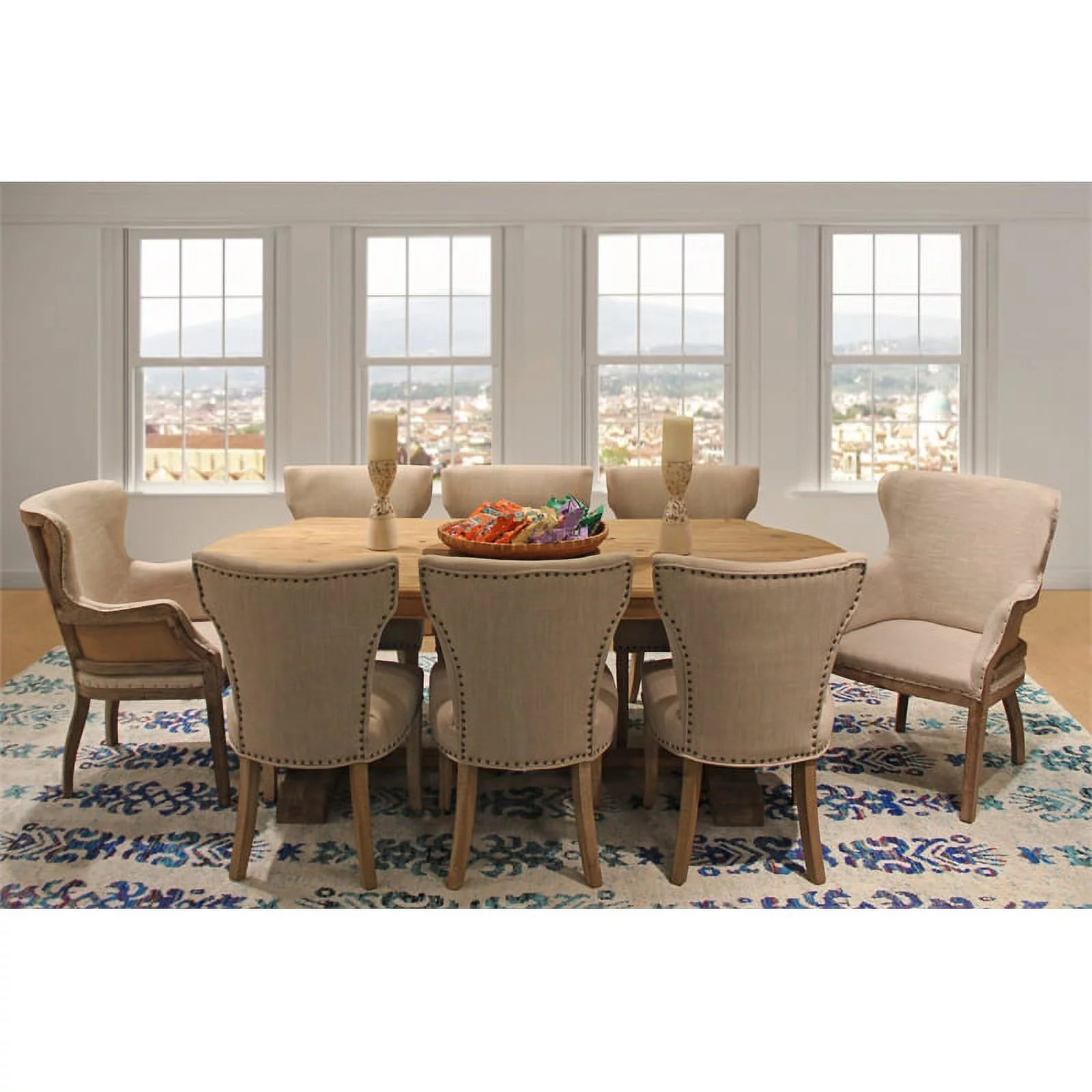 Manhattan Beach Old Pine Solid Wood Carrom Dining Table in Natural