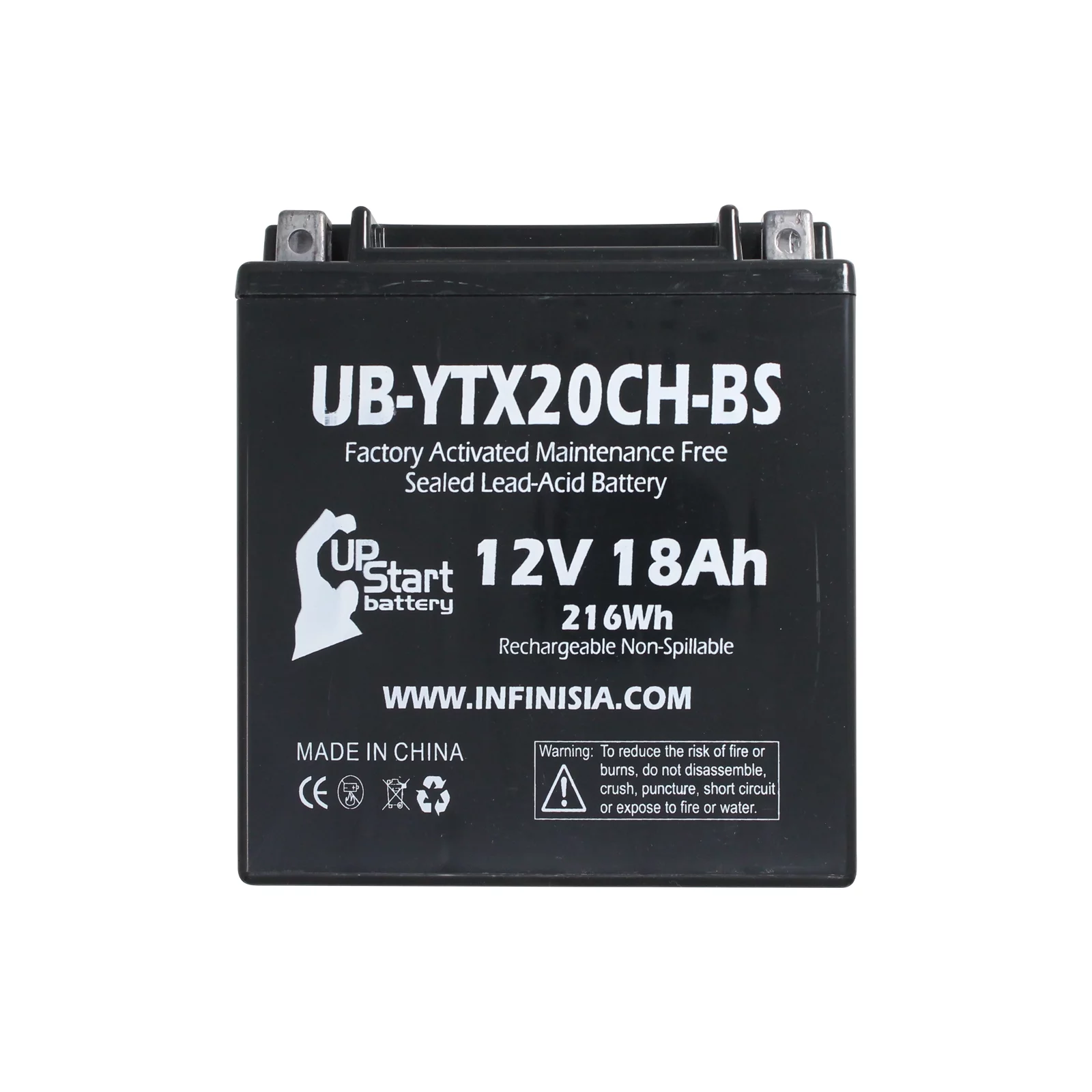 5-Pack UB-YTX20CH-BS Battery Replacement for 2006 Suzuki LT-A700X King Quad 700 CC ATV - Factory Activated, Maintenance Free, Motorcycle Battery - 12V, 18AH, UpStart Battery Brand