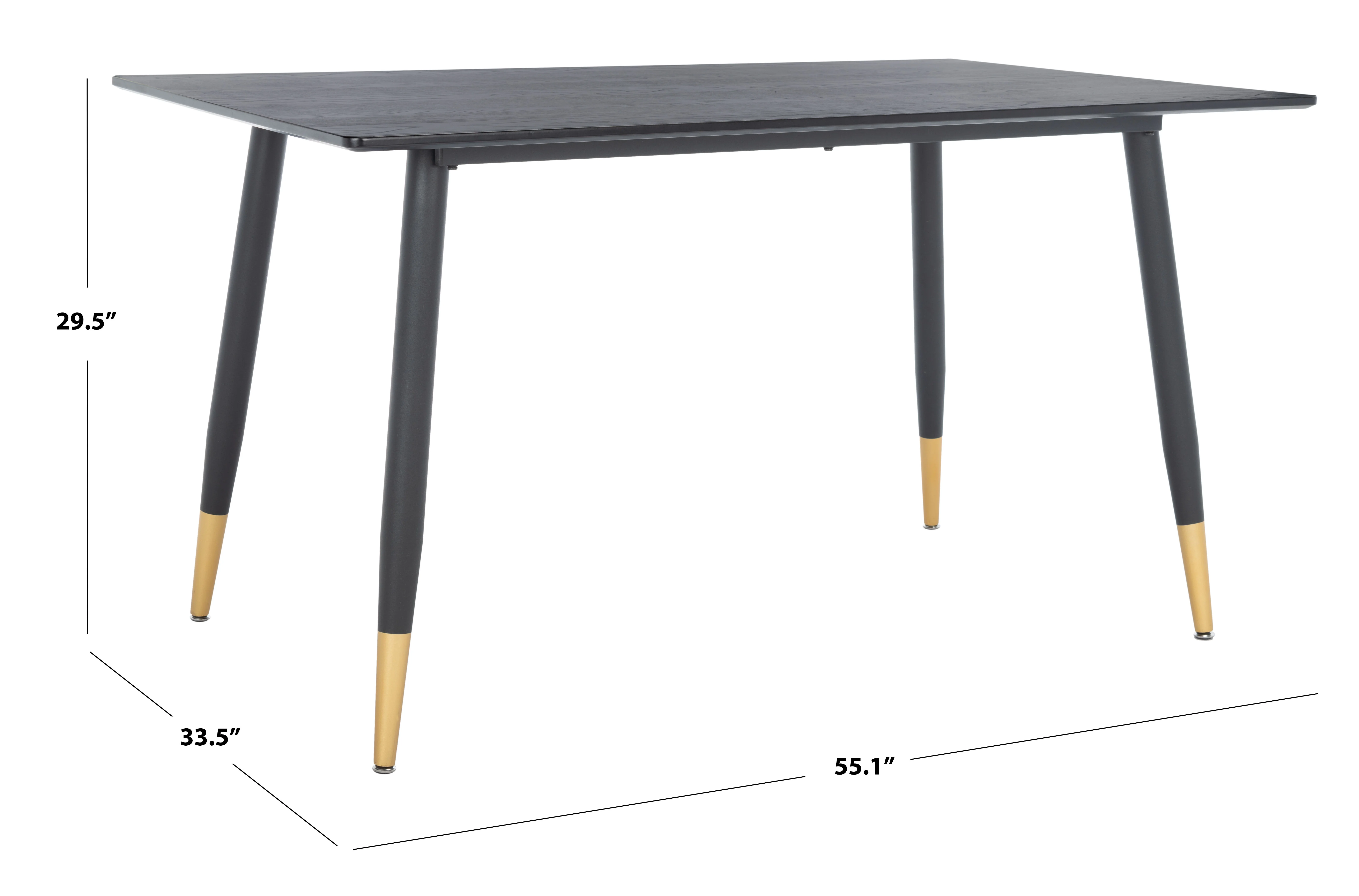 SAFAVIEH Acre Scandinavian Dining Table, Black/Gold (55.1 in. W x 33.5 in. D x 29.5 in. H)