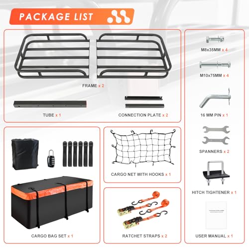 MeeFar Folding Hitch Mount Cargo Carrier Basket 60