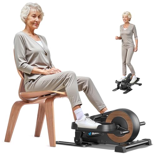 MERACH Sitting Under Desk Elliptical Machine, Leg Exerciser While Sitting for Seniors, Seated Pedal Exerciser, Quiet & Portable Pedal Exerciser with 8 Resistance Levels, Work from Home Fitness