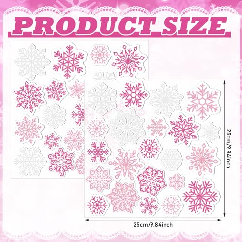 Pickmesh 45 Pcs Christmas Snowflake Window Gel Clings Removable Reusable Winter Snowflake Thick Gel Clings Wonderland Window Stickers Decal for Glass Classroom Home Party Decor