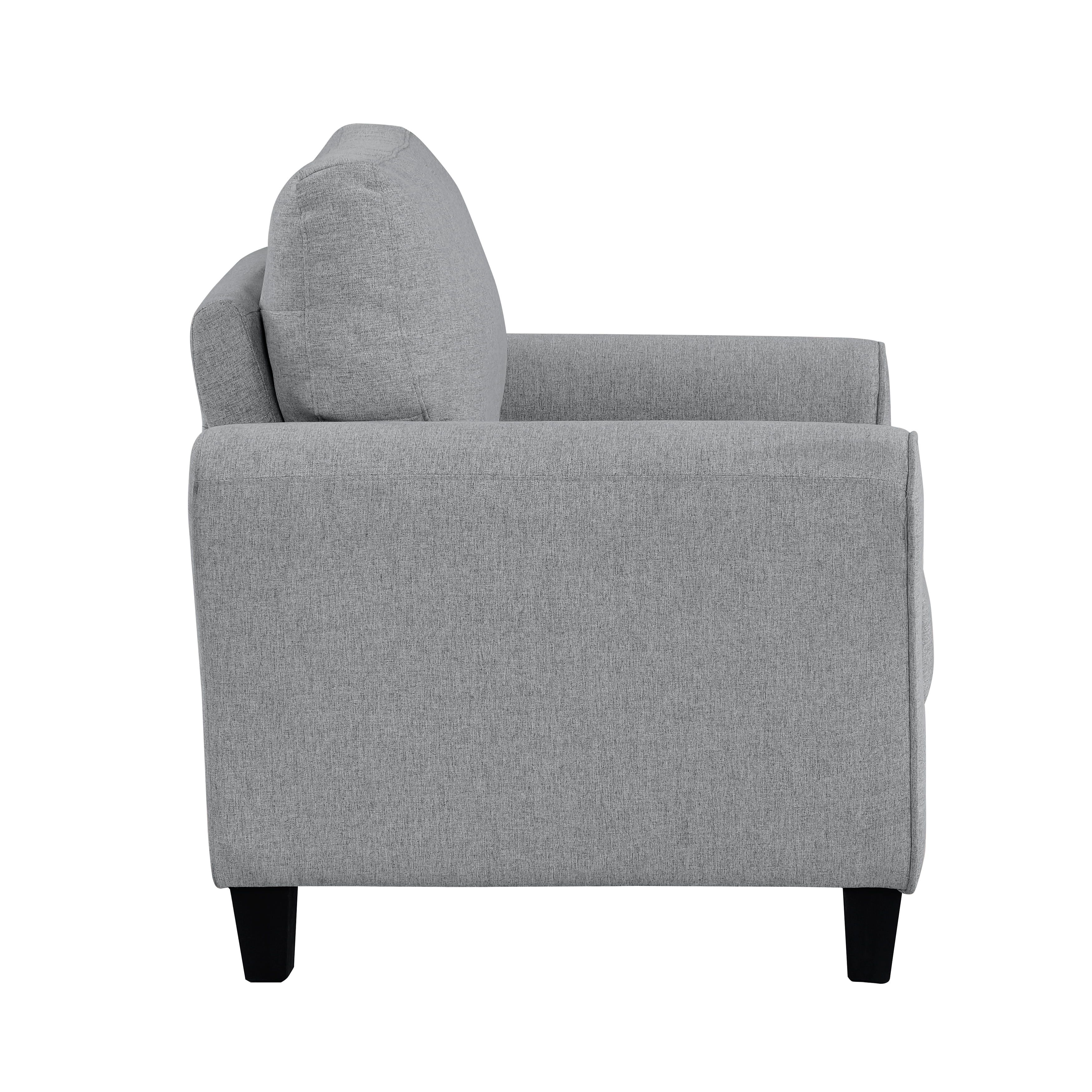 Andoer 1pc Chair Dark Gray Textured Fabric Upholstered Rounded Arms Attached Cushion Transitional Living Room Furniture