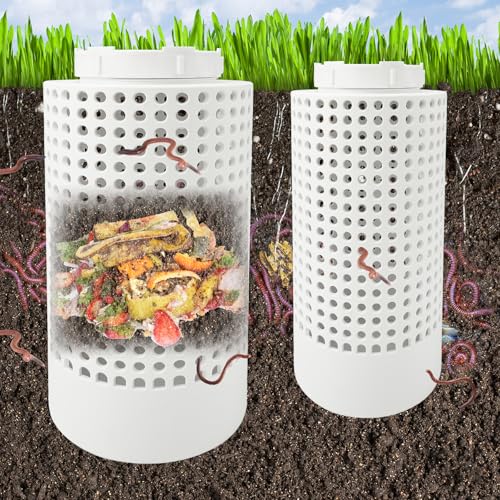 2 PCS Compost Bin Outdoor, Inground Worm Farm Compost Bin Kit for Raised Garden Beds at Home, Farm Compost Bin for Garden, Reducing Food Waste Composting Systems Sustainable Worm Composter.