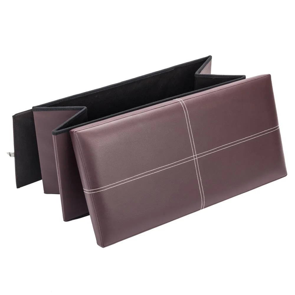 Winado PVC LeatherRectangle Shape Surface with Line Footstool Brown