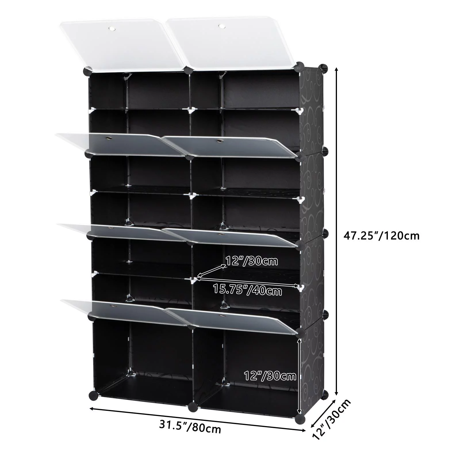 Winado Portable Shoe Storage Organzier Tower, Modular Cabinet for Space Saving, Ideal Shoe Rack for Shoes, Boots, Slippers Black