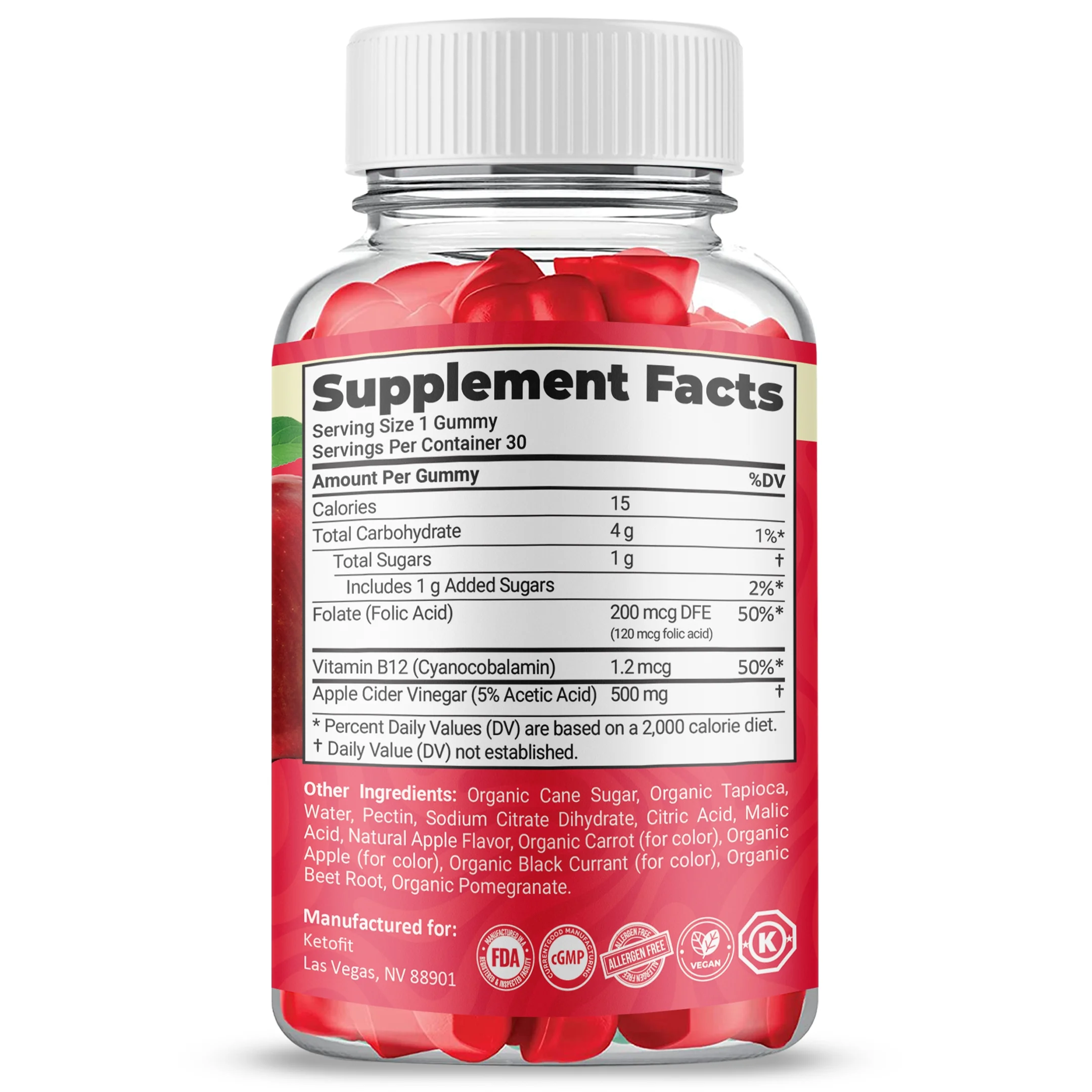 (2 Pack) KetoFit Keto ACV Gummies, Maximum Strength, Apple Cider Vinegar, 2 Month Supply Dietary Supplement