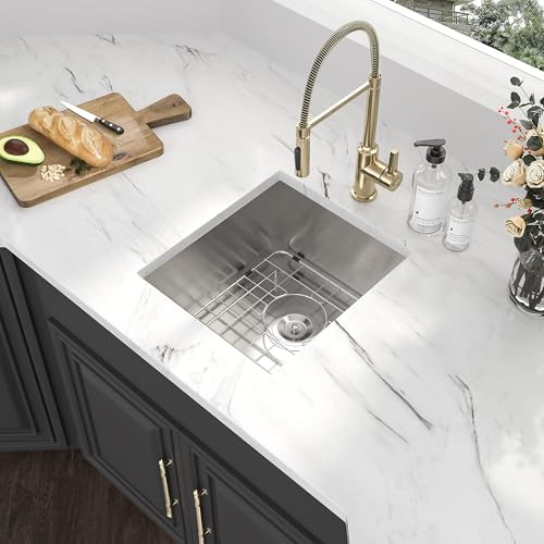 Kichae 12“ Deep Laundry Sink Undermount - 24 Inch Black Undermount Utility Sink Stainless Steel Single Bowl Under Counter Handmade Laundry Utility Room Basin