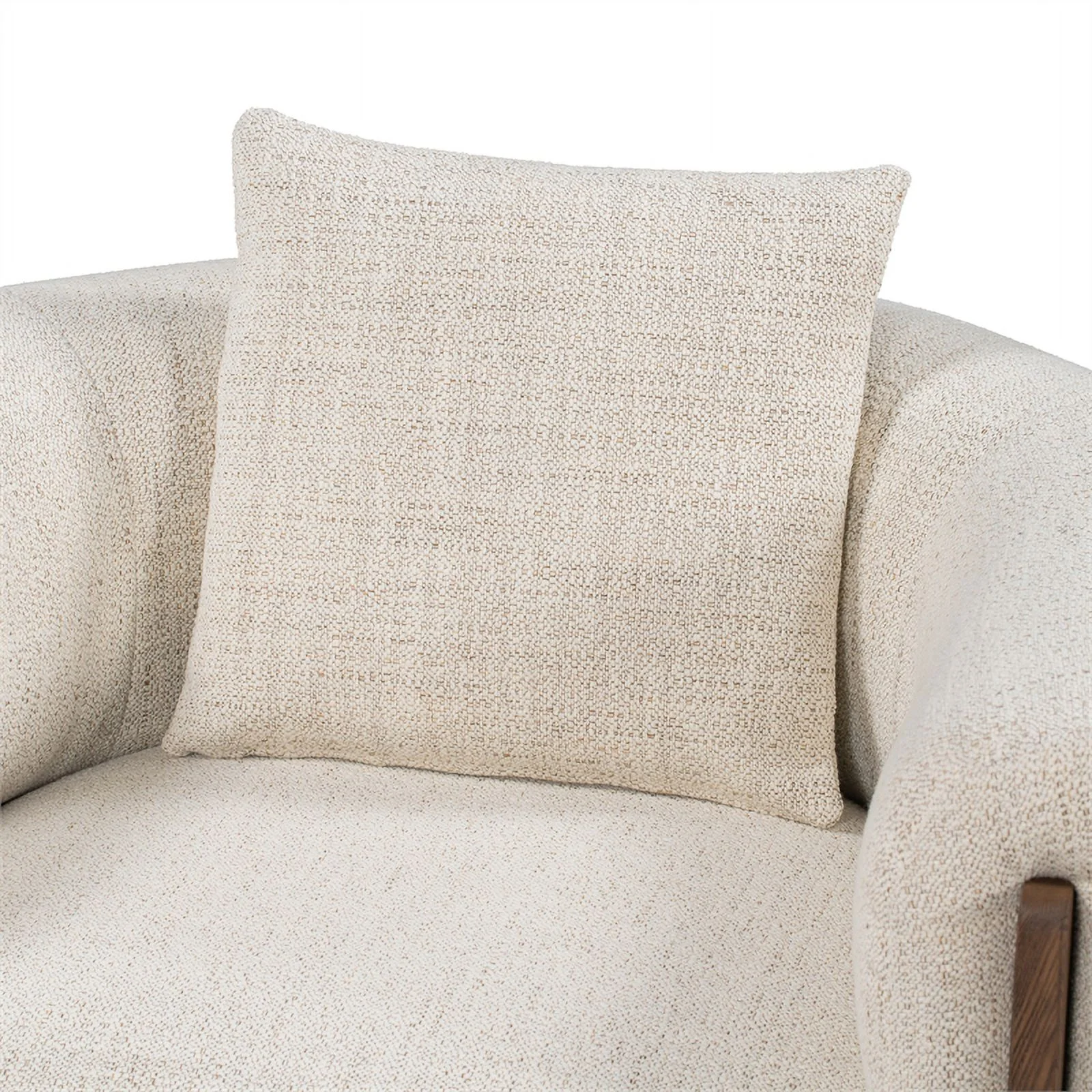 Pemberly Row Upholstered Traditional Fabric Accent Chair in Cream