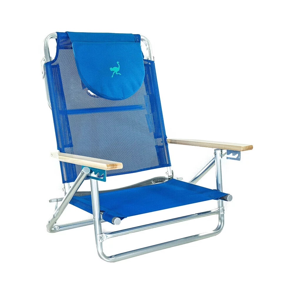 Open Box Ostrich South Adult Beach Outdoor Lake Sand Lounging Chair, Blue
