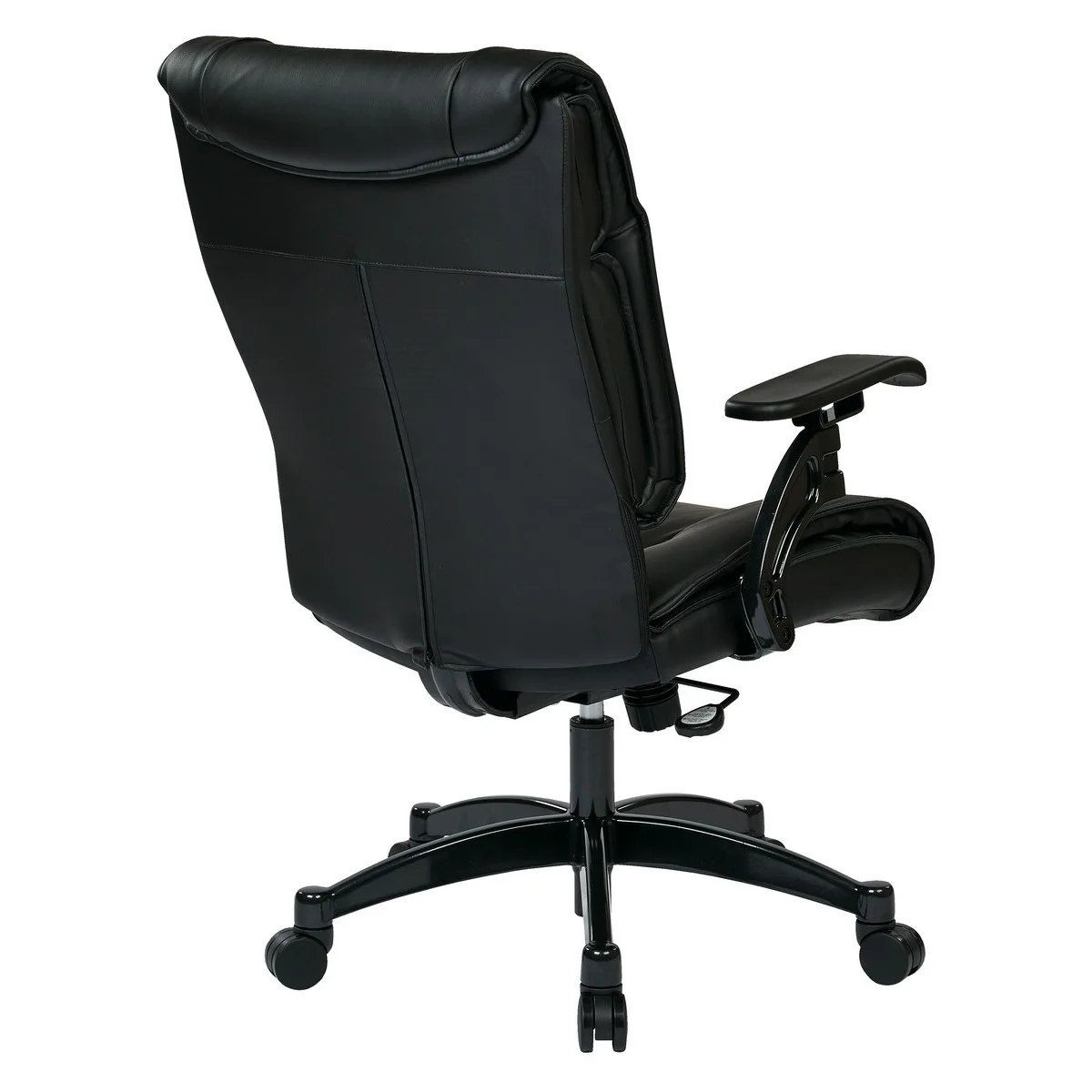 SPACE Seating SPACE Seating Black Bonded Leather Conference Chair with Cantilever Arms, and industrial steel Finish Base
