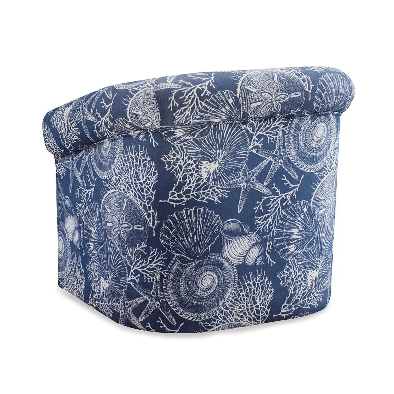 Home Square 2 Piece Swivel Coastal Wood Upholstered Club Chair Set in Blue