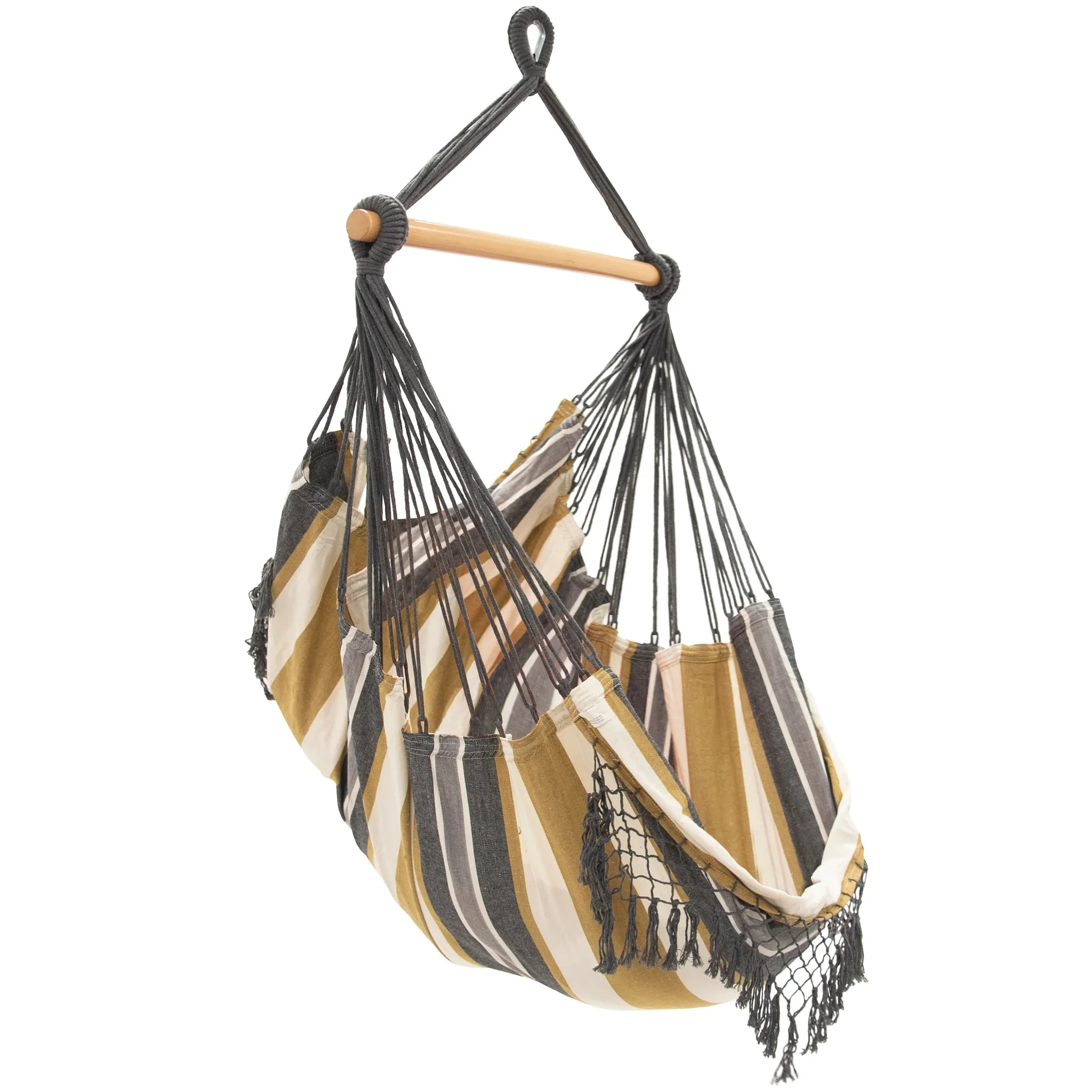 The Hamptons Collection 72” Grey Brazilian Style Hammock Chair with a Hanging Bar