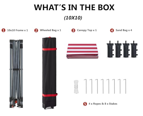 ABCCANOPY Pop Up Canopy - Outdoor Patio Portable Canopy Tent Heavy Duty for Backyard and Deck with 4 Sandbags(White, 10x10)