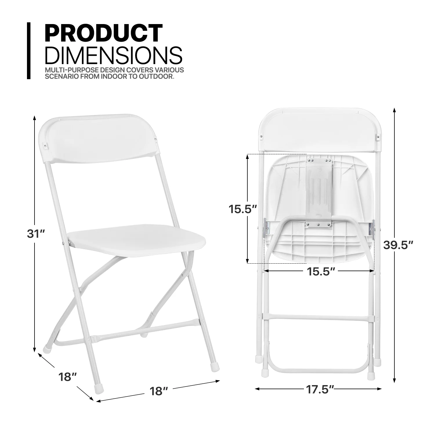Magshion 11-Piece 6 Ft Folding Dining Table with Chairs Set, Foldable Table Picnic Desk with Handle and 10Pcs Chairs, White