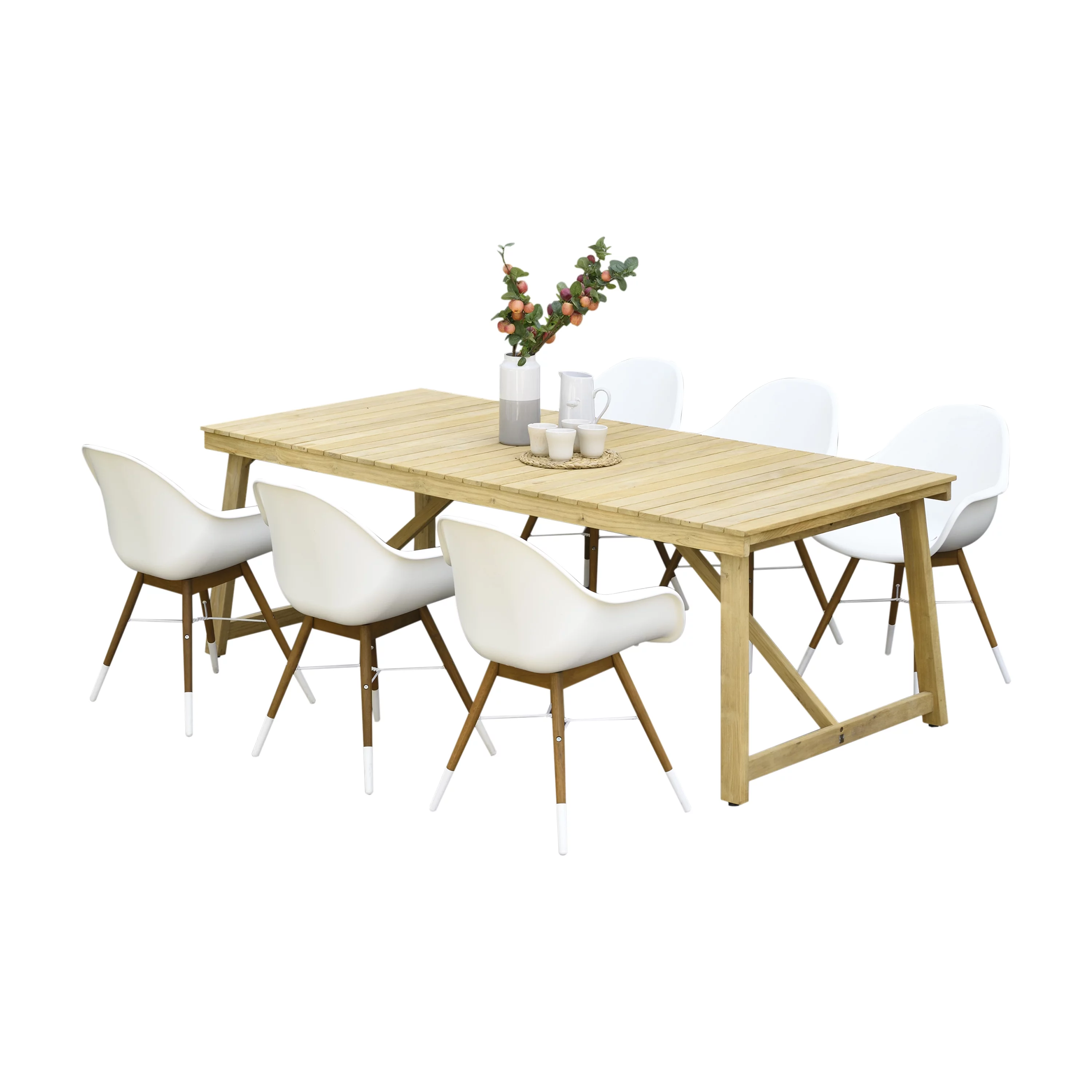 Amazonia Medran Reclaimed Teak 7 Pieces Rectangular Patio Dining set, Seating Capacity: 6, Items Included: Chairs and Table