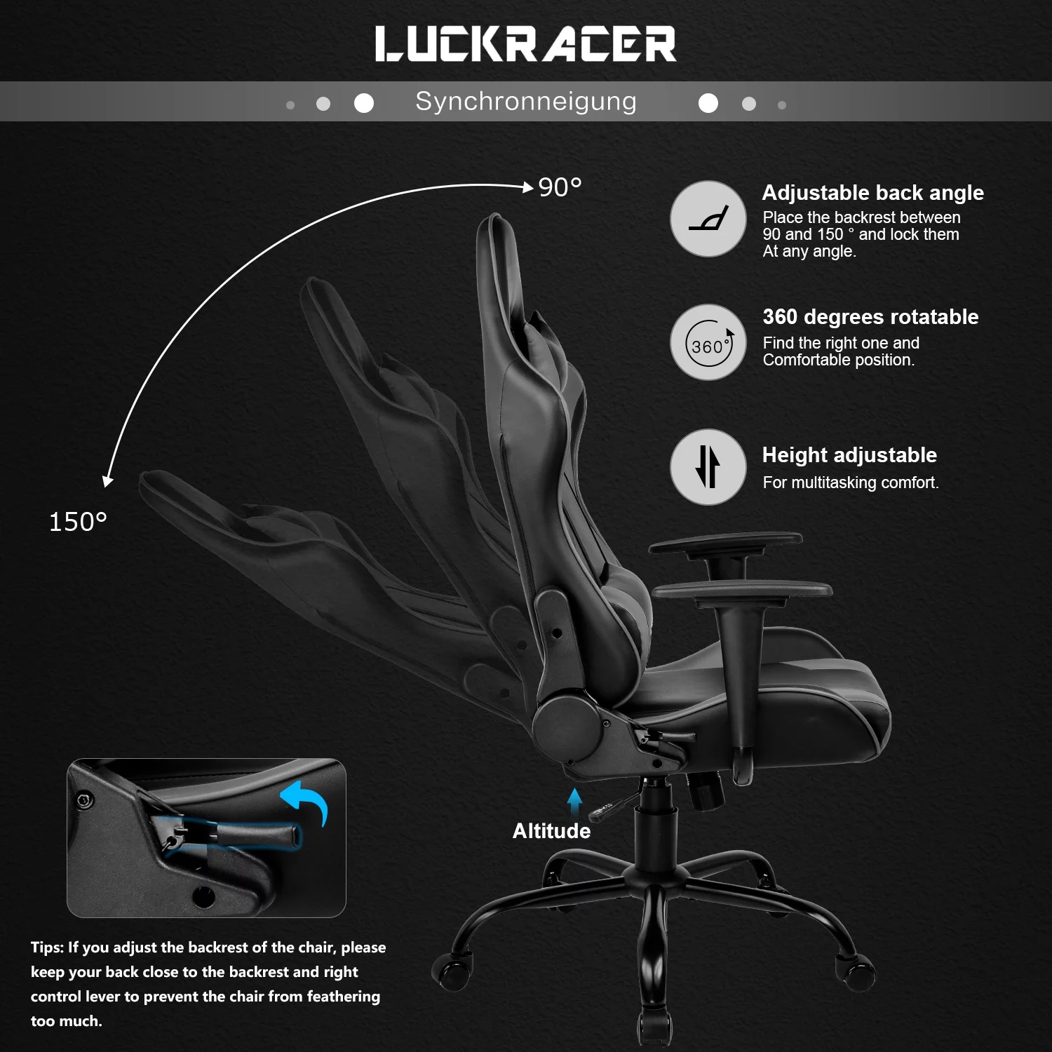 GTPOFFICE Gaming Chair With Massage Office Chair, Gray