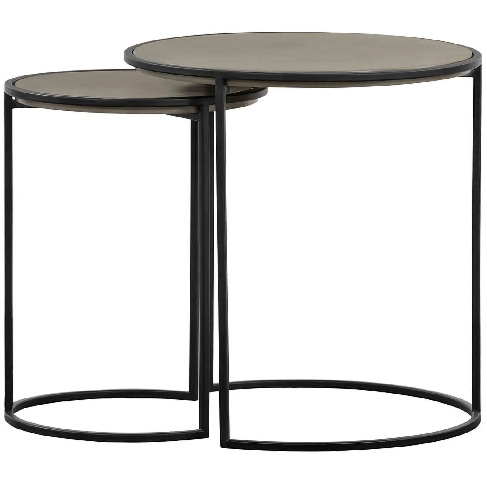 Maklaine 2-Piece Modern Metal Nesting End Table Set in Black