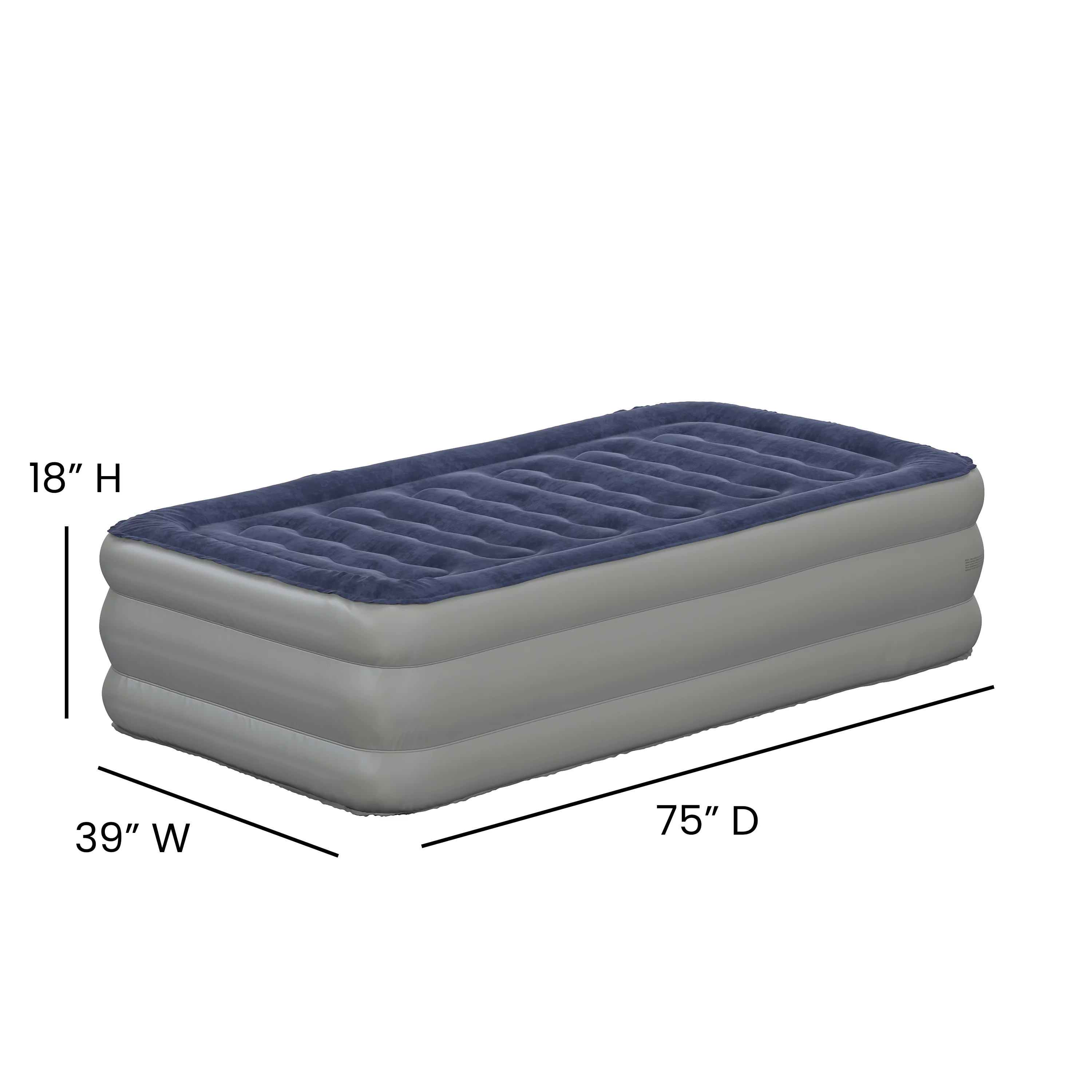 Flash Furniture 18 inch Air Mattress with ETL Certified Internal Electric Pump and Carrying Case - Twin