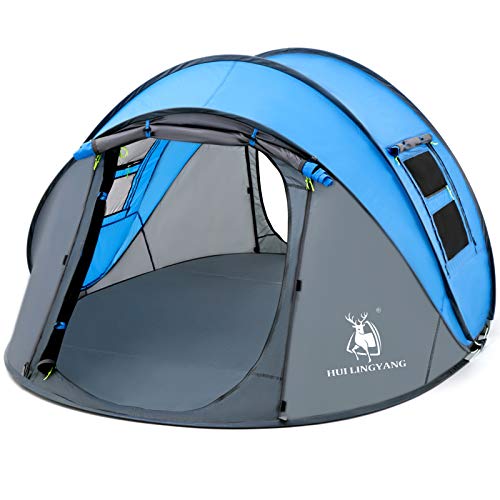 4 Person Easy Pop Up Tent,9.5’X6.6’X52'',Waterproof, Automatic Setup,2 Doors-Instant Family Tents for Camping, Hiking & Traveling