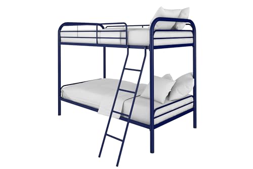 DHP Twin-Over-Futon Convertible Couch and Bed with Metal Frame, Ladder and Guardrails - Black