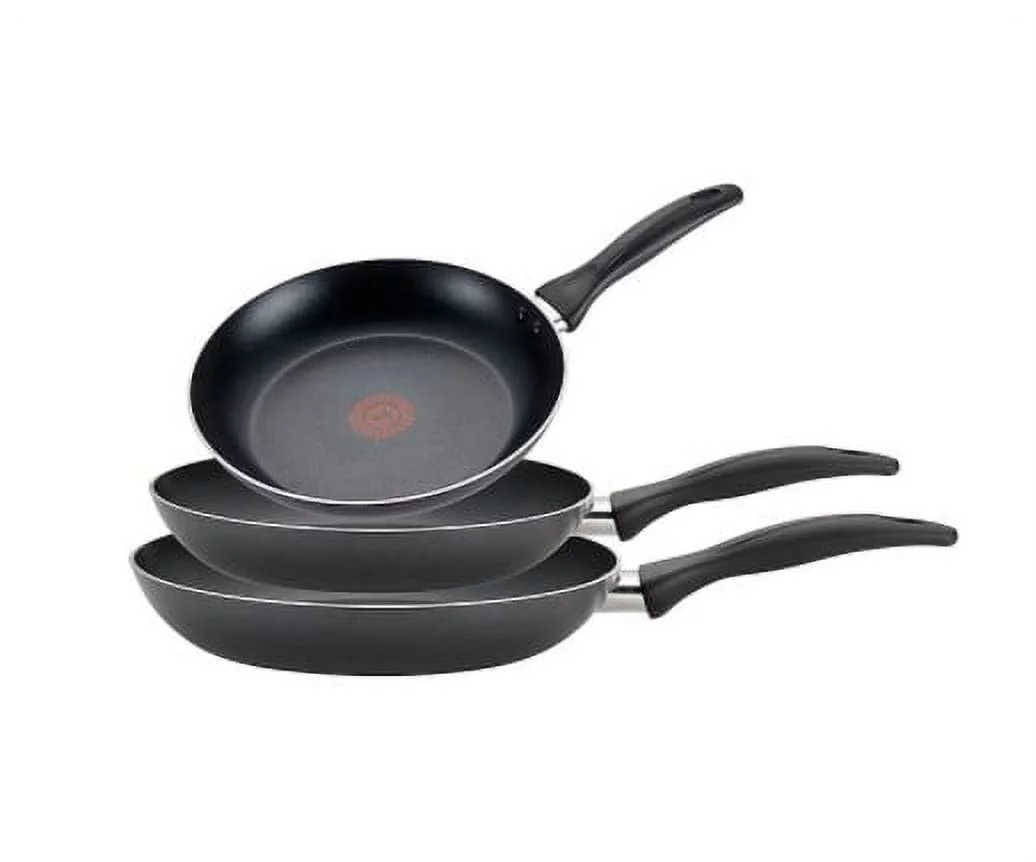 T-fal Pure Cook Nonstick Aluminum 3-Piece Fry Pan Set in Black