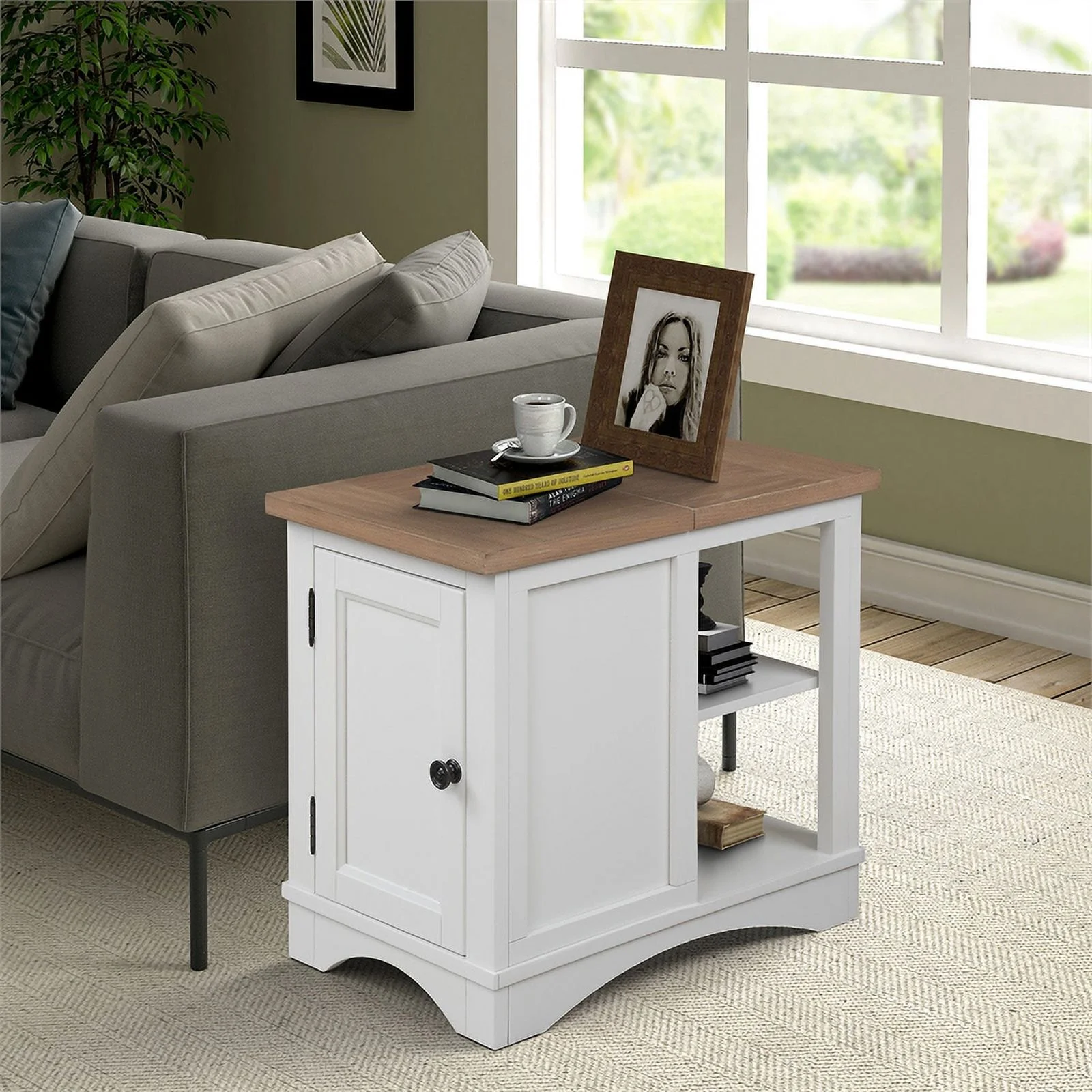 Bowery Hill Traditional Wood Chairside Table in White Finish