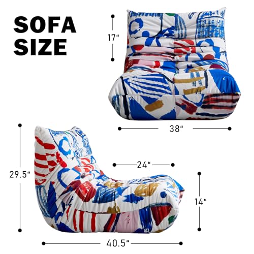 Big Bean Bag Chairs for Adults, 3 Seater Large Bean Bag Chair Sofa, Fireside Chair Lazy Sofa Chair with High Density Comfortable Foam, Modern Bean Bag for Living Room, Bedroom, Office (Beige)