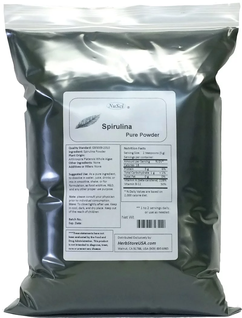 Organically Spirulina Powder Organically Grown 500g (1.1 LB) Bulk Pure Fresh