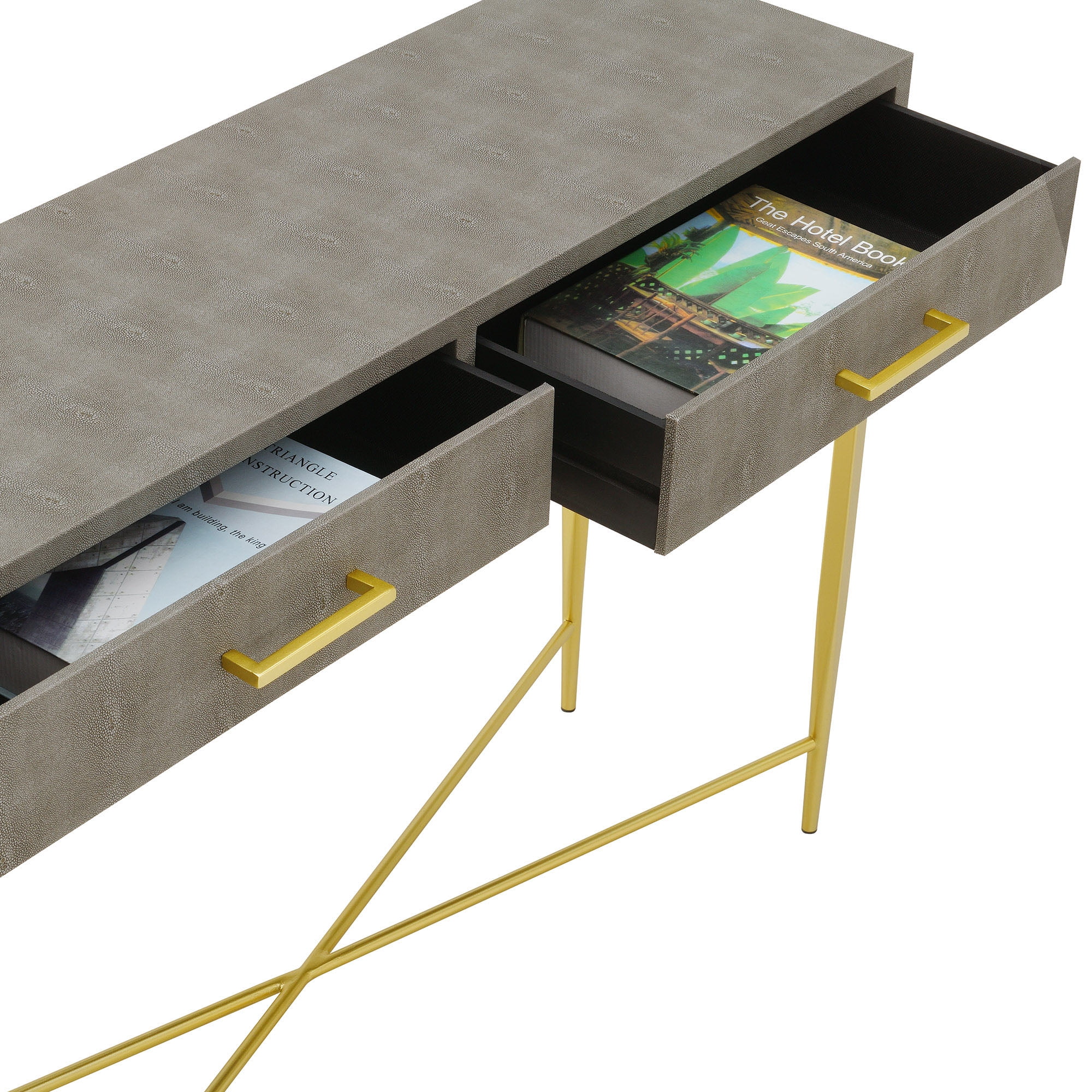Convenience Concepts Ashley 2 Drawer Console Table, Gray/Gold