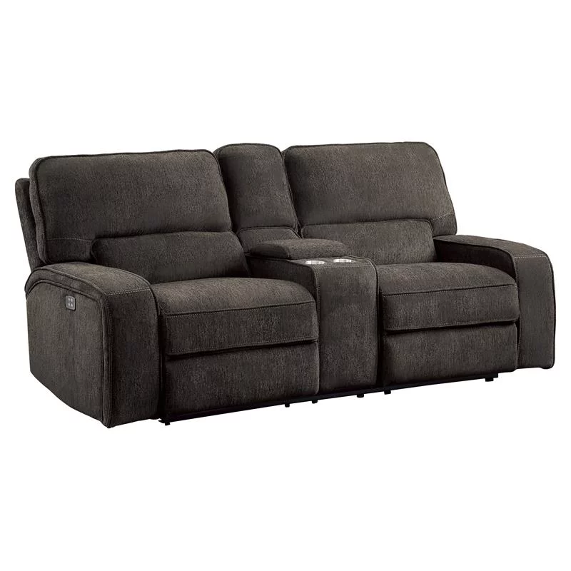 Lexicon Borneo Traditional Chenille Power Double Reclining Love Seat - Chocolate