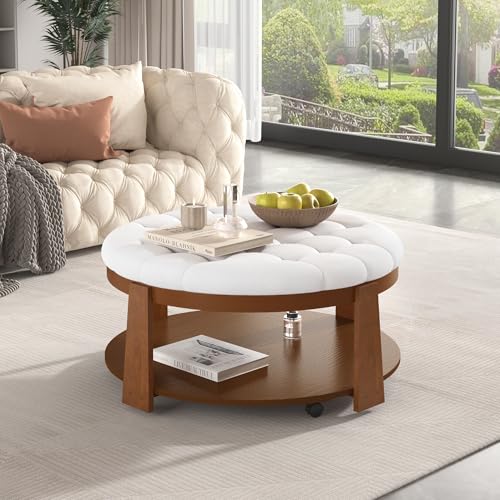 Modern 2 Piece Nesting Rattan Wood+ MDF Coffee Table Set in Natural