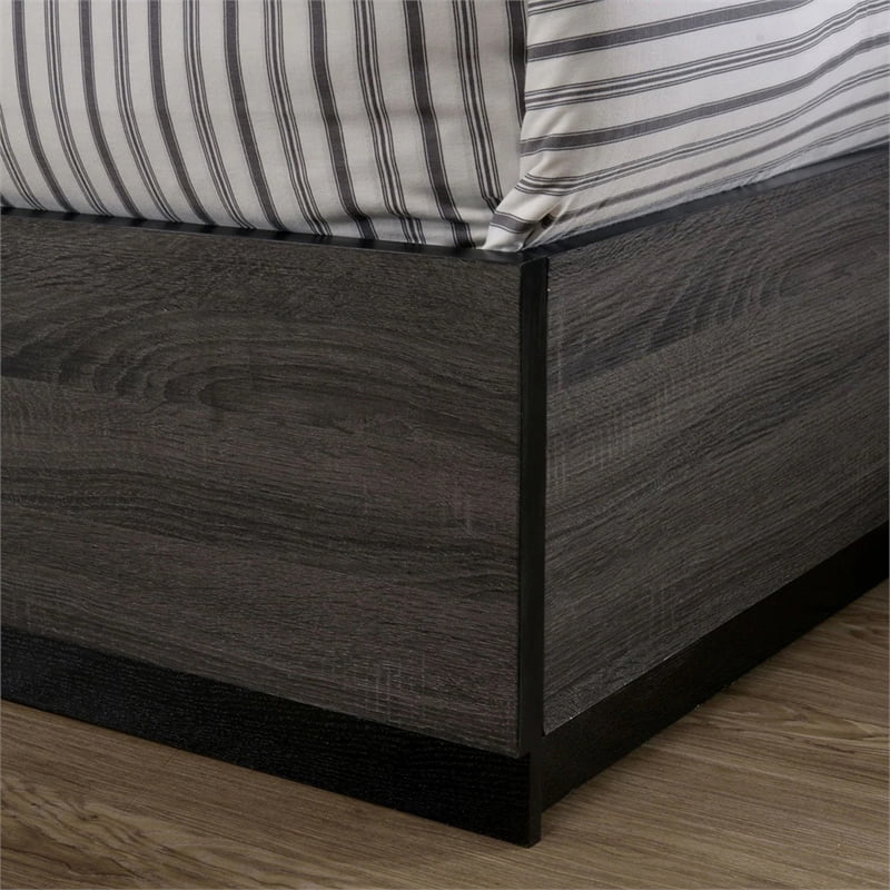 FOA Drummond 3-Piece Gray Wood Panel Bedroom Set - Cal King + 2 Nightstands