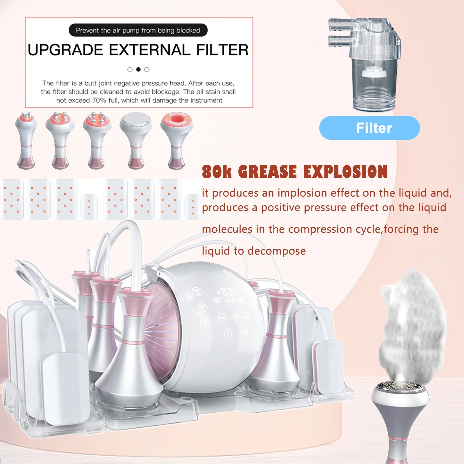 6 in 1 Cavitation Machine 80K RF Body Slimming Skin Lifting Vacuum Machine Radio Skin Frequency Facial Care Beauty Machine