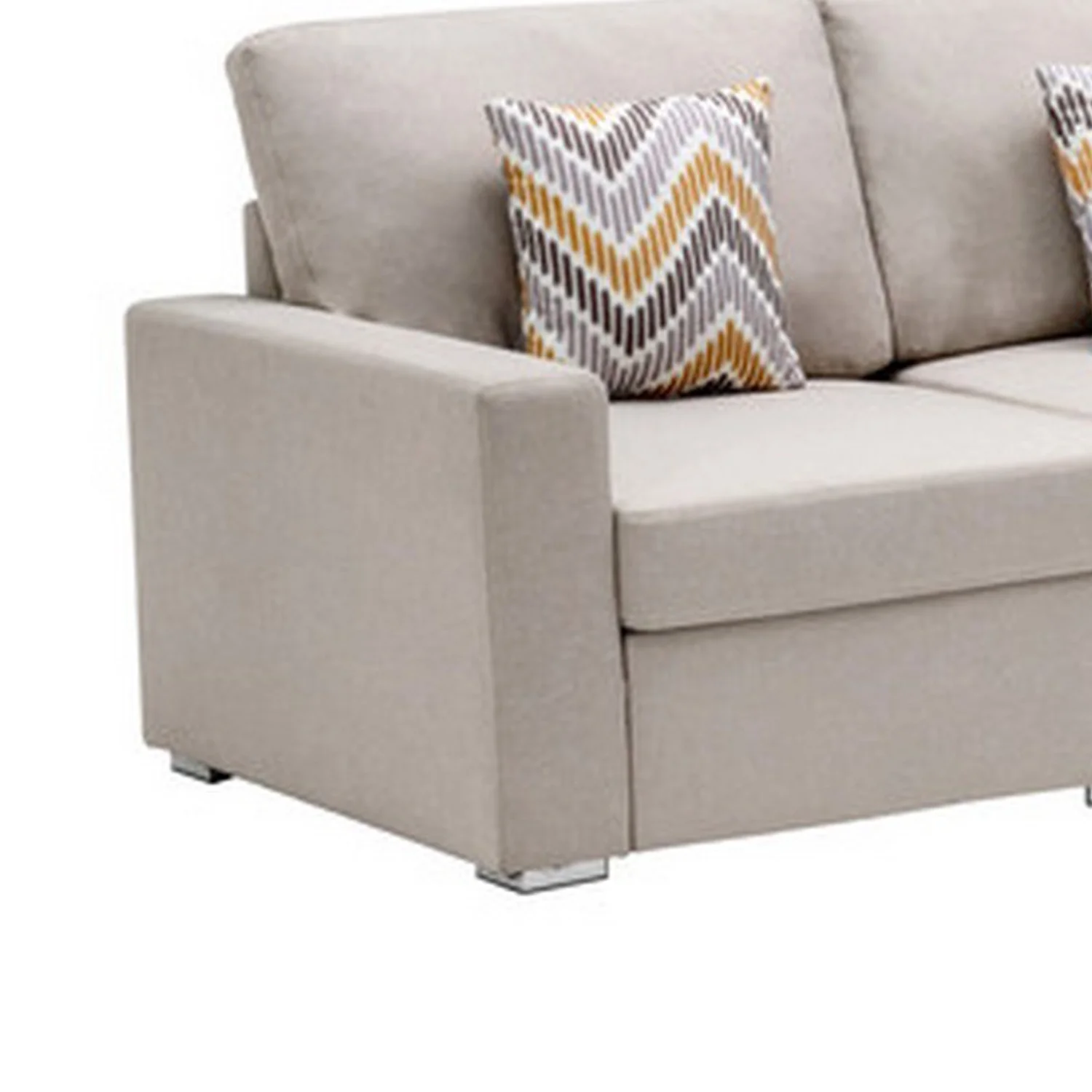 Lini 4 Piece L Shape Sectional Sofa with Reversible Chaise - Beige Linen