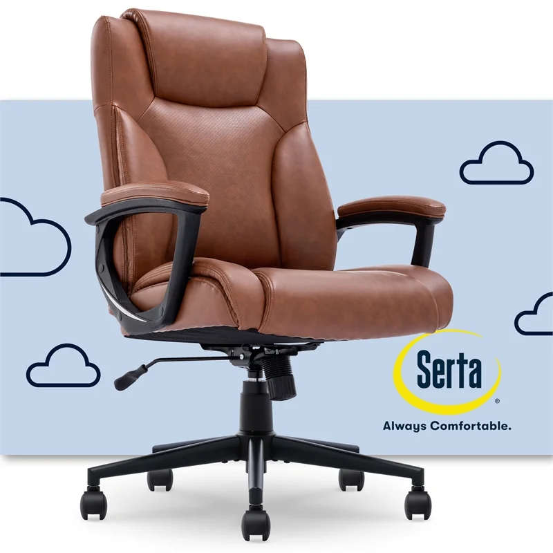 Serta Connor Executive Office Chair Cognac Bonded Leather