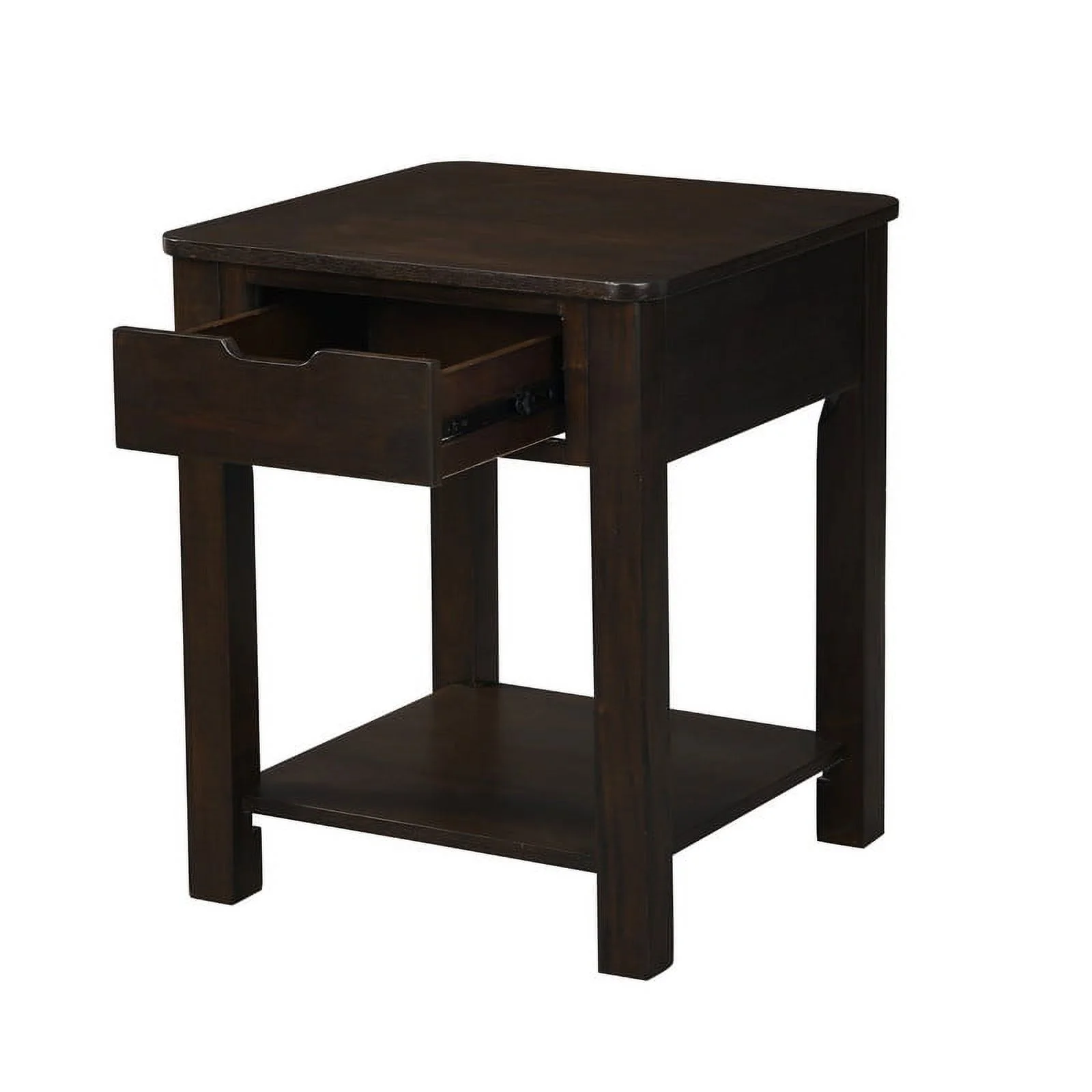 Pemberly Row Dark Brown Engineered Wood End Table with Drawer