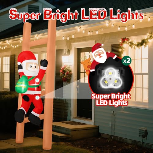 8FT Long Christmas Inflatables Snowman Outdoor Decorations, Christmas Blow Up Snowman Family Inflatable Christmas Decorations Built-in LEDs for Xmas Holiday Party Outdoor Garden Yard Decor