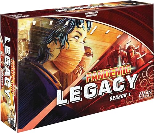 Pandemic Legacy Season 1 Board Game (Red) - Epic Year-Long Battle Against Deadly Diseases! Cooperative Strategy Game for Family Game Night, Ages 13+, 2-4 Players, 1 Hr Playtime, Made by Z-Man Games