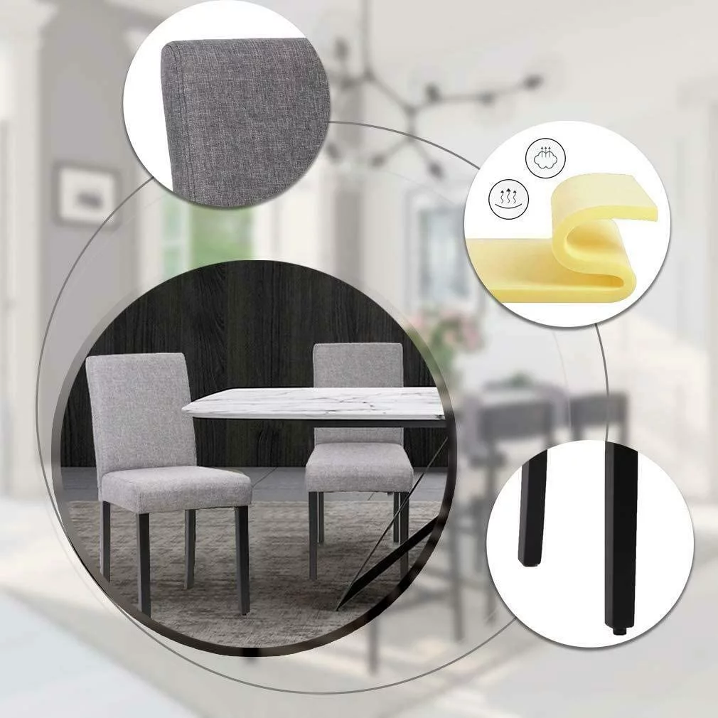 Dkelincs Dining Chairs Set of 4 Dining Room Chairs Urban Style Fabric Padded Parsons Chair Armless Kitchen Chairs with Solid Wooden Legs, Gray