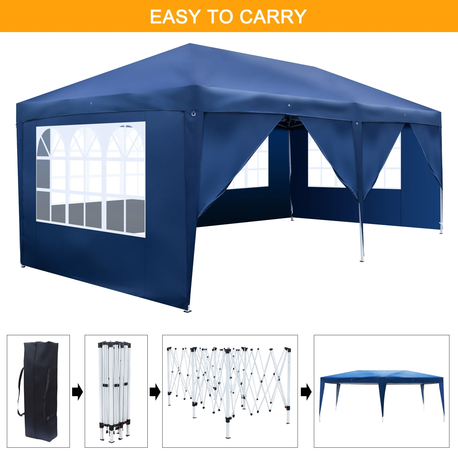 Zimtown 10'x20' Ez Pop Up Wedding Party Tent Folding Gazebo Beach Canopy Car Tent W/carry Bag
