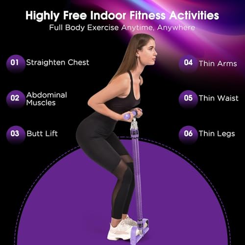 2025 Upgrade Pedal Resistance Band, 4-Tube Elastic Sit Up Pull Rope for Men and Women, Pedal Puller for Strength Training, Foot Resistance Rope for Physical Therapy, with 5Pcs Exercise Bands